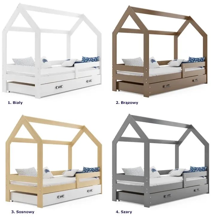 Szare łóżeczko drewniane dla dziecka 80x160 W9-E22