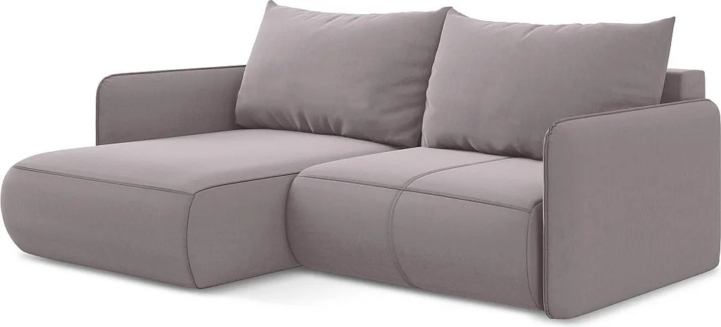 Narożnik lewostronny z funkcją spania - z tkaniny welwetowej - lawendowy - NANEA