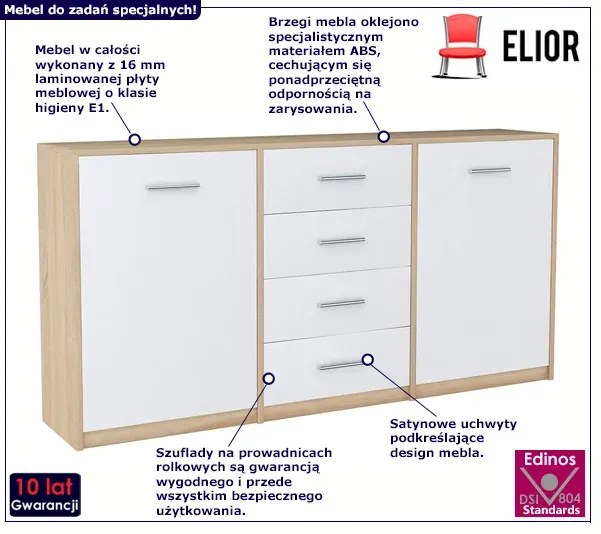 Komoda z 4 szufladami dąb sonoma + biały L9-S58