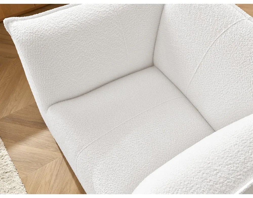 Biały fotel z materiału bouclé Giorgia – Bobochic Paris