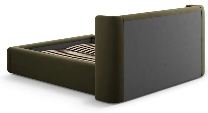 Zielone tapicerowane łóżko dwuosobowe ze schowkiem ze stelażem 160x200 cm Jason – Windsor &amp; Co Sofas