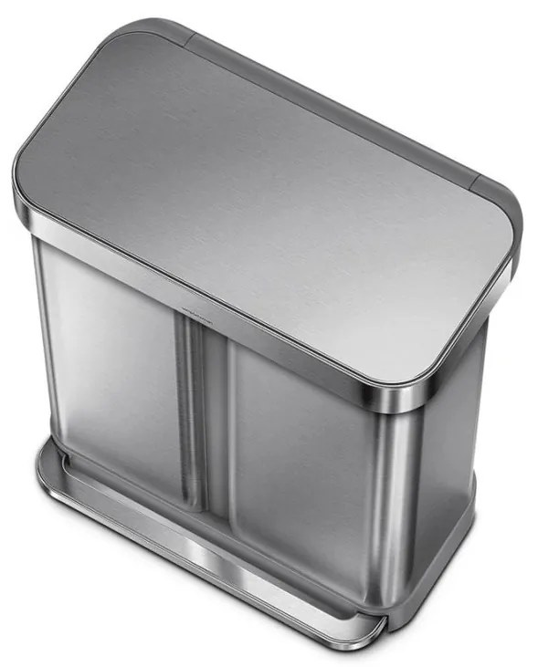 Simplehuman Kosz na śmieci z pedałem do segregacjiodpadów, 58 l, stal szczotkowana, FPP