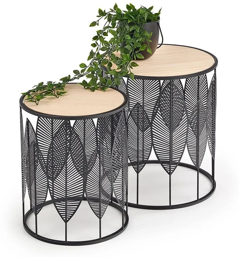 Komplet okrągłych loftowych stolików kawowych S4-S24