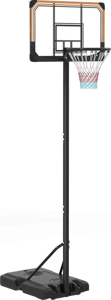 SPORTNOW Stojak na kosz koszykarski, regulowana wysokość 182-213 cm, odporny na warunki atmosferyczne, z kołami, metalowa rama