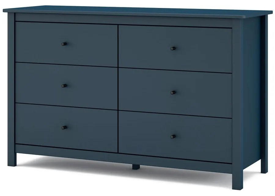 Ciemnoniebieska niska komoda z drewna sosnowego 130x80 cm Misti – Marckeric
