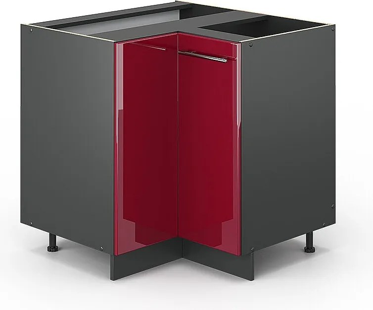 Szafka narożna bordowa czerwień wysoki połysk 80.5x51.6x82 fame-line