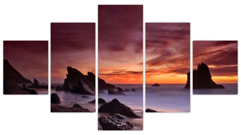 Obraz zachodu słońca na wybrzeżu (125x70 cm)