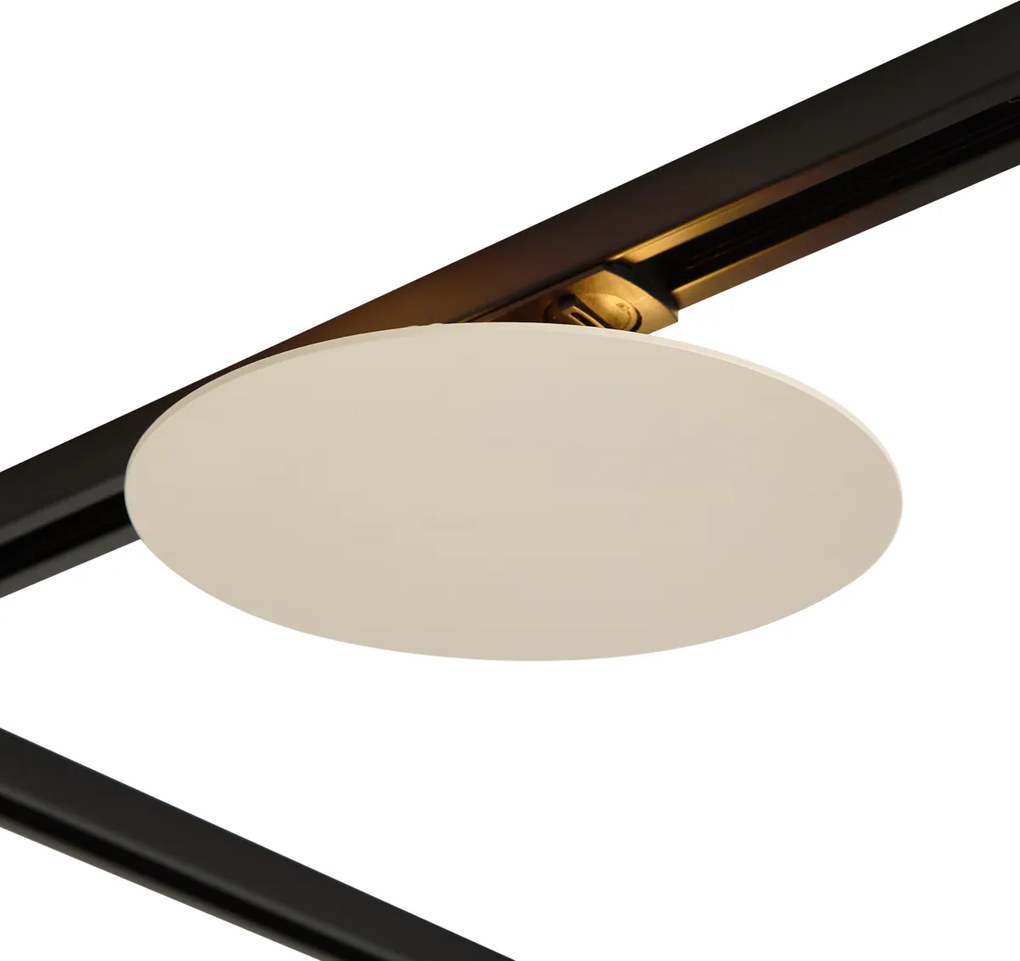 Modern railsysteem zwart met 3 hanglampen en 2 plafondlampen beige 1-fase - Iconic Holt Pulley