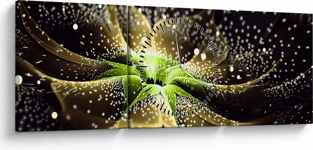 Obraz - Szczegół kwiatu (z zegarem) (90x30 cm)