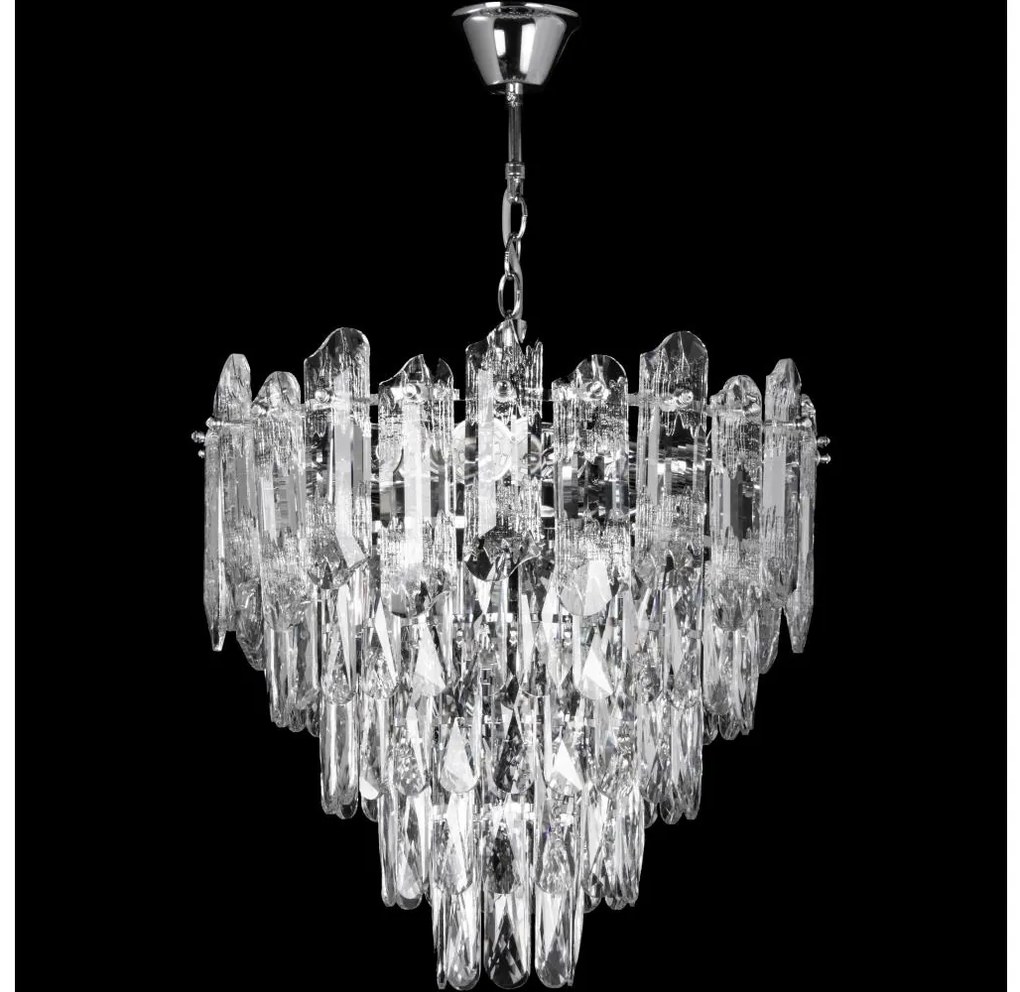 Żyrandol LED na łańcuchu, 7× oprawka E27 (maks. 60 W) / 230 V + 4× LED 6 W, średnica 40 cm, błyszczący chrom