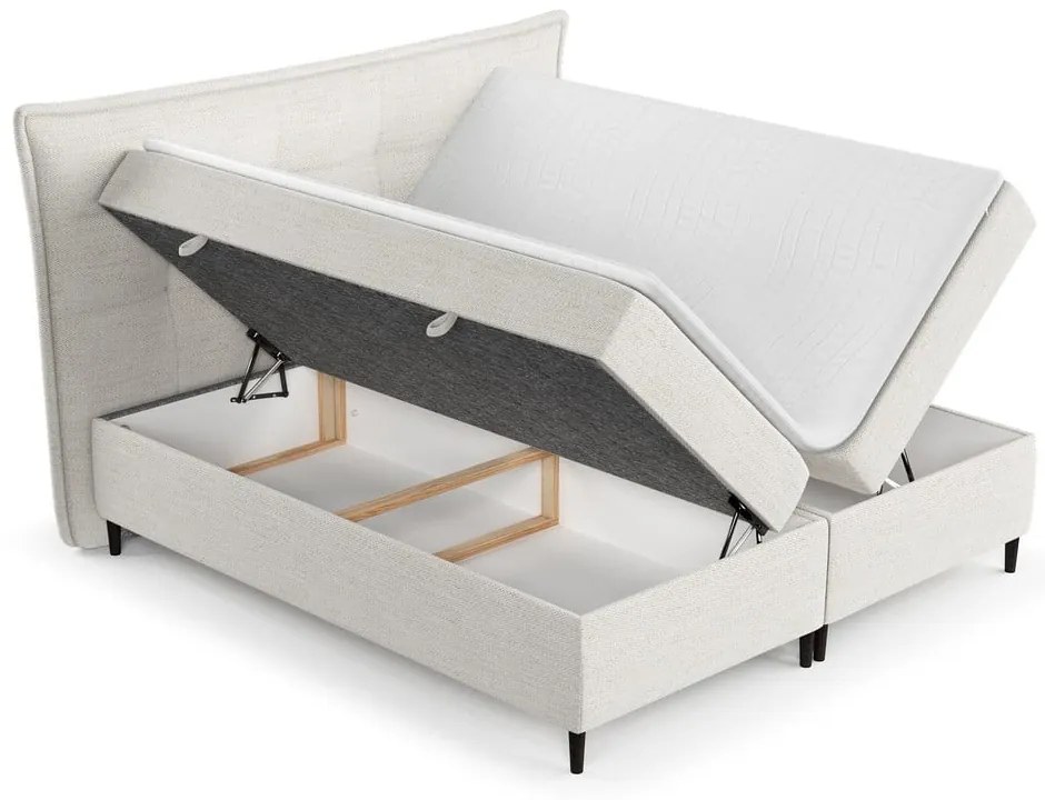Kremowe łóżko boxspring ze schowkiem 140x200 cm Sinai – Maison de Rêve