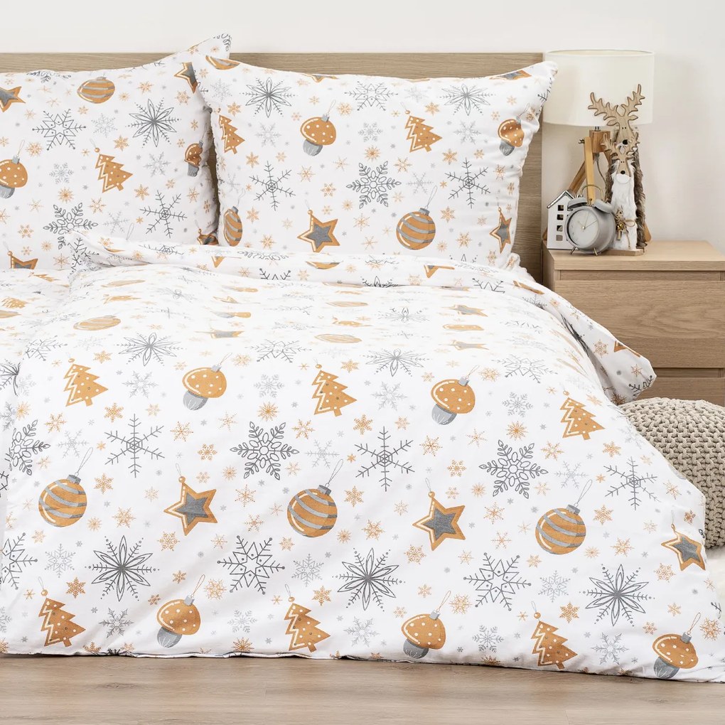 4Home Pościel flanelowa Golden Xmas Night, 140 x 220 cm, 70 x 90 cm