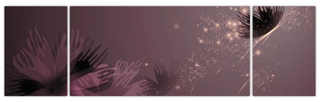 Obraz kwiatu z motylem (170x50 cm)