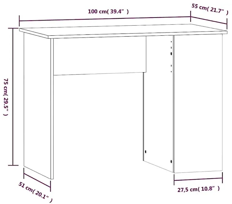 Szare biurko z półkami w kolorze beton E8-C36