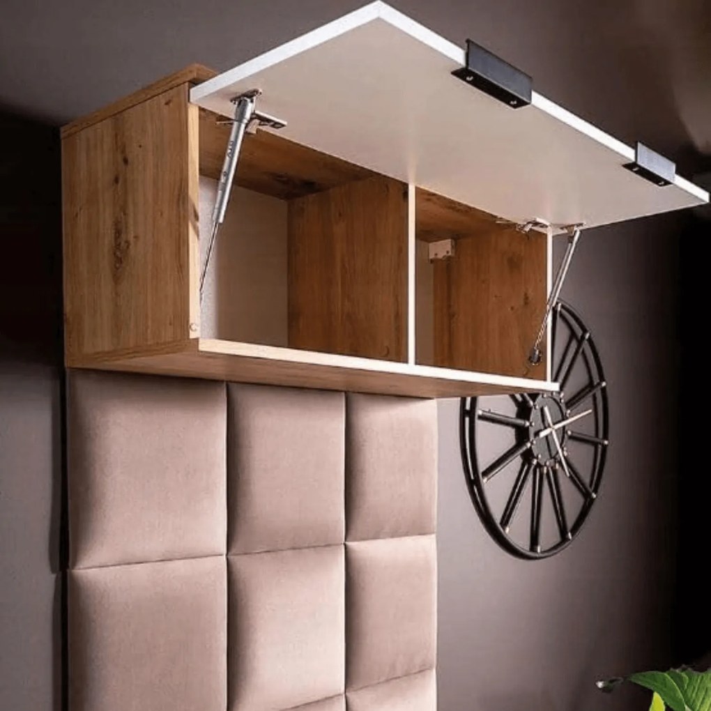 Zestaw do Przedpokoju P-012 90 cm z Szafką na Buty i Siedziskiem Biały/Dąb Artisan Tapicerowany Nowoczesny