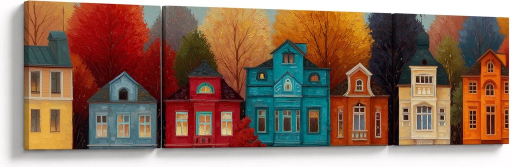 Obraz - Malowane jesienne miasto (170x50 cm)