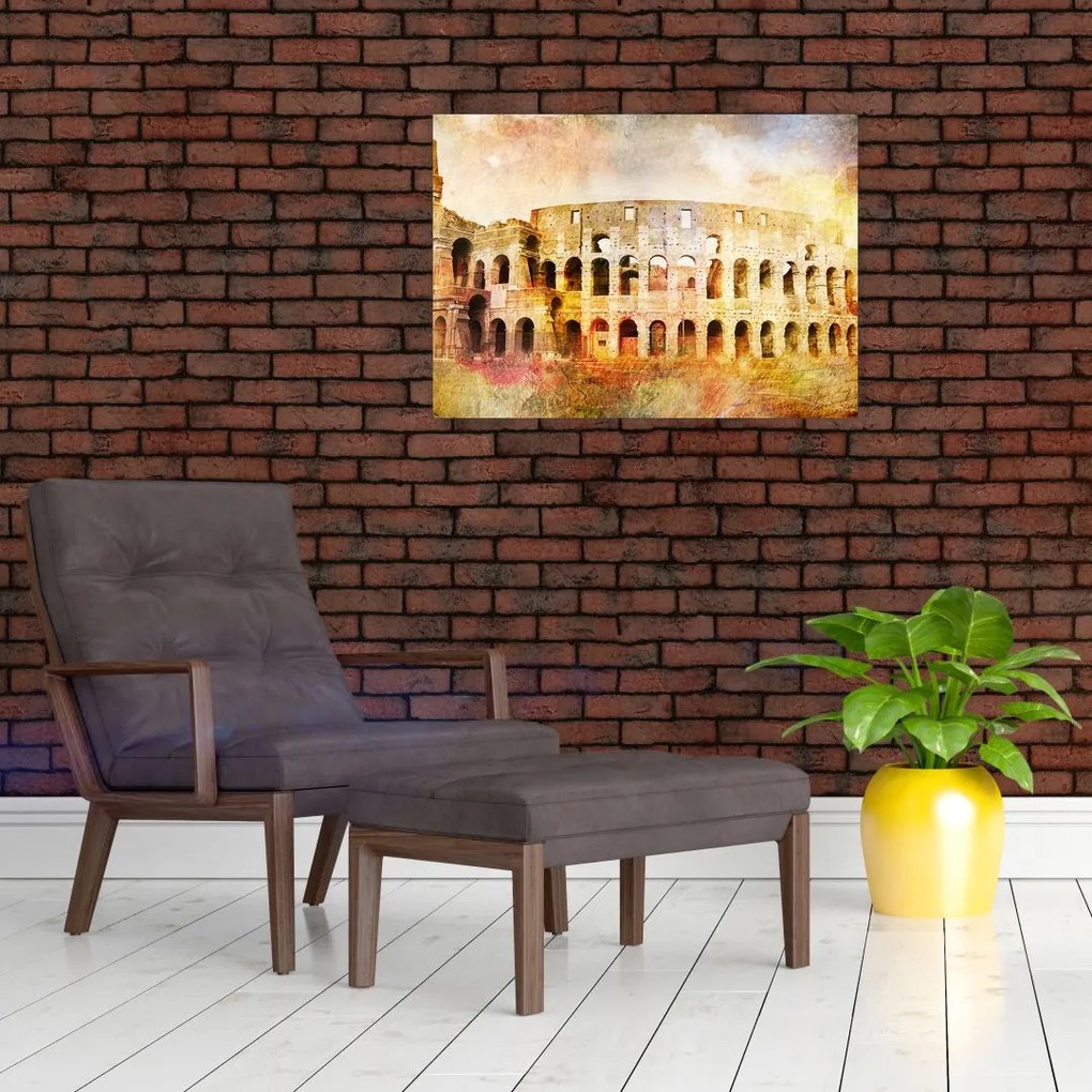 Obraz na szkle - Malarstwo cyfrowe, Koloseum, Rzym, Włochy (70x50 cm)