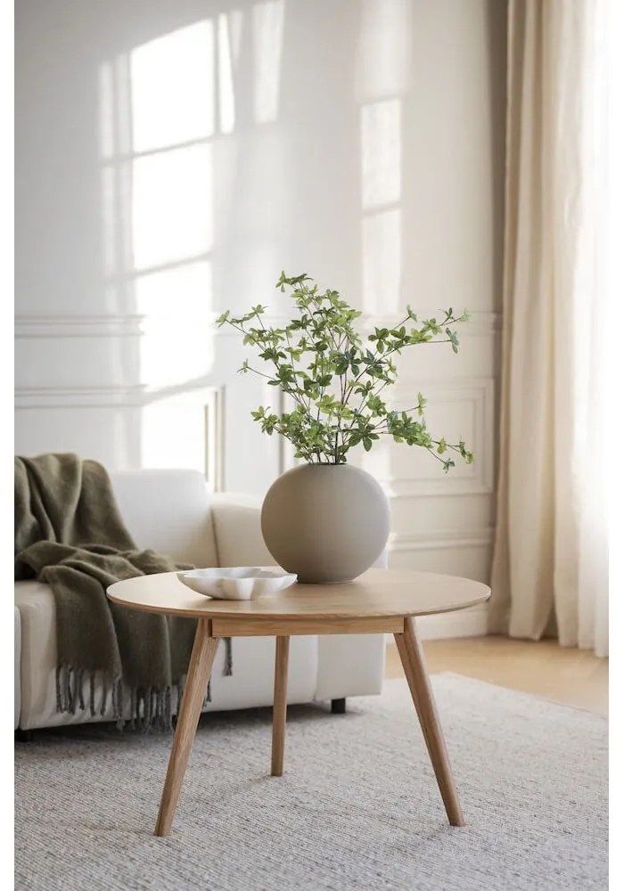 Naturalny okrągły stolik w dekorze dębu 90x90 cm Yumi – Rowico