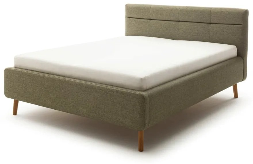 Zielone tapicerowane łóżko dwuosobowe ze schowkiem i stelażem 180x200 cm Lotte – Meise Möbel