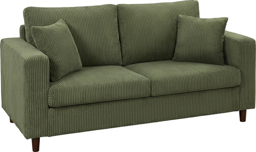 HOMCOM Sofa dwuosobowa ze sztruksu z szerokim głębokim siedziskiem i wkładem sprężynowym, zielona | Aosom PL