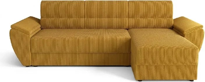 PROMOCJA Rozkładana dwustronna sofa narożna do L TAVERO 251x140 cm, musztardowa II jakość