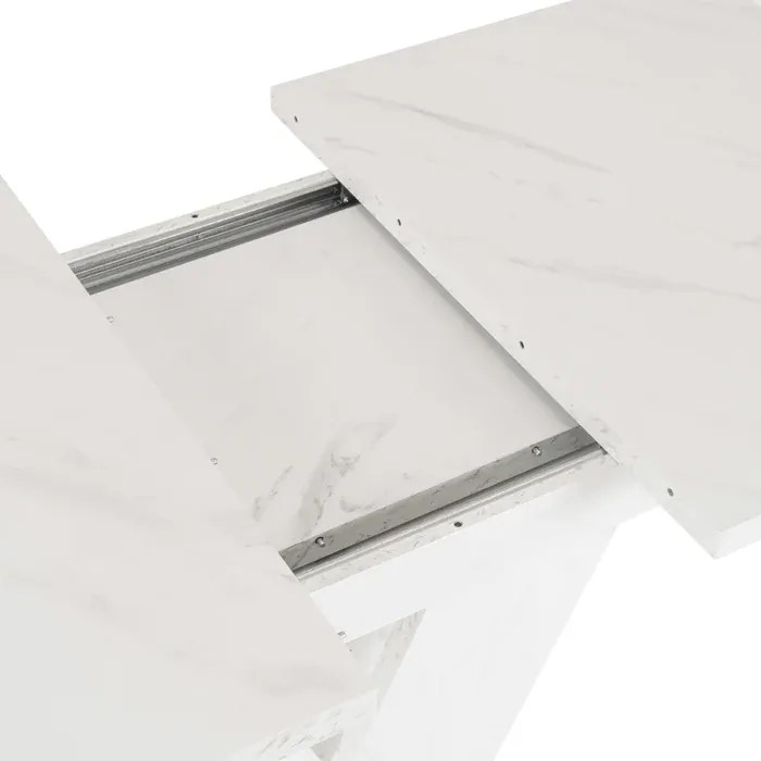 Stół Prostokątny Rozkładany CLARK 120-160 cm Biały Marmur Nowoczesny