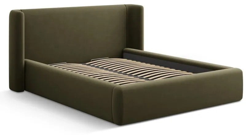 Zielone tapicerowane łóżko dwuosobowe ze schowkiem ze stelażem 200x200 cm Jason – Windsor &amp; Co Sofas