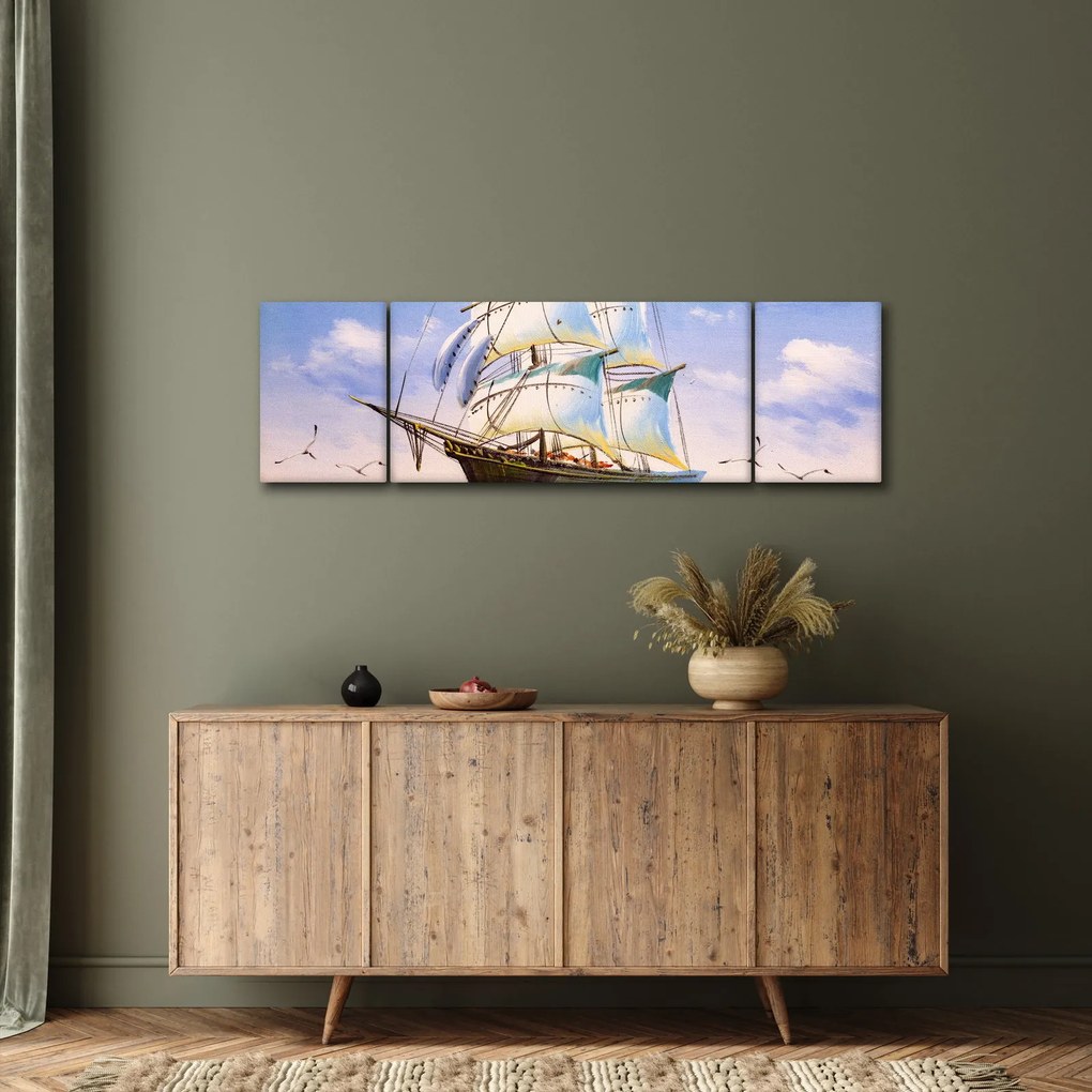 Obraz statku na falach (170x50 cm)