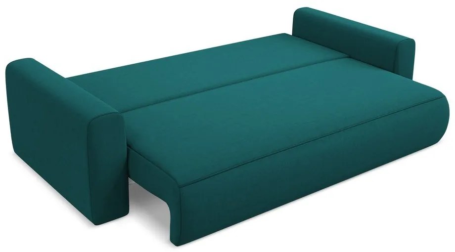 Turkusowa aksamitna rozkładana/ze schowkiem sofa 238 cm Kapua – Makamii