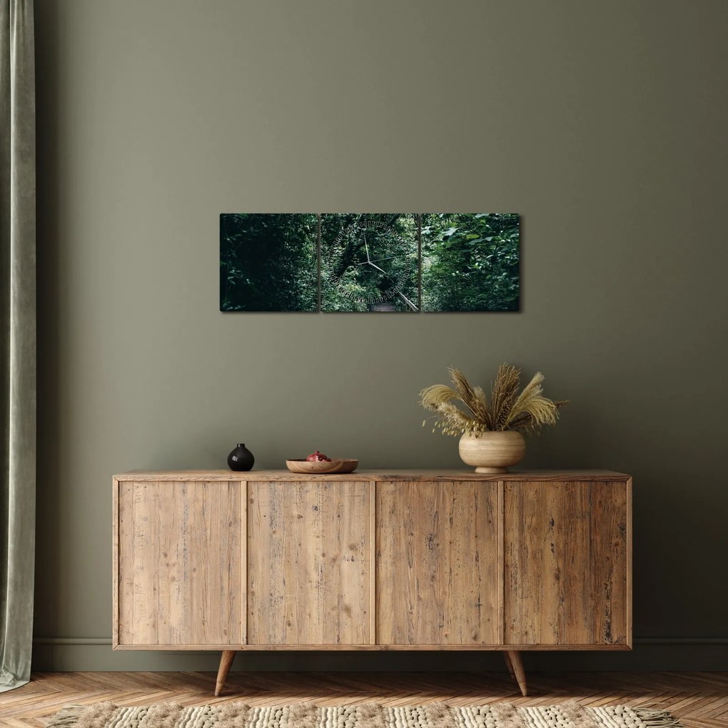 Obraz - Ścieżka przez las (z zegarem) (90x30 cm)