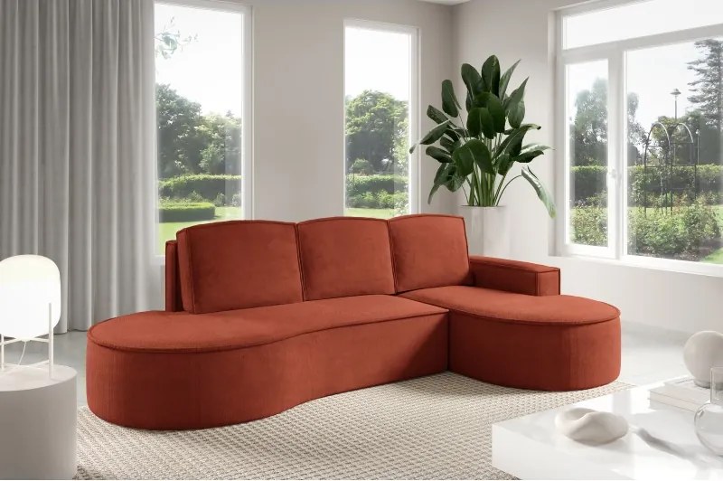 Narożnik MOLLY Prawostronny z funkcją spania, wolnostojący tkanina CURIO 55 Miedziany