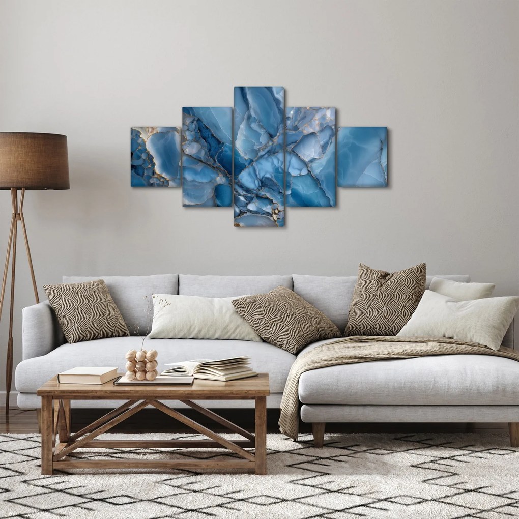 Obraz - Niebieski zróżnicowany marmur (125x70 cm)