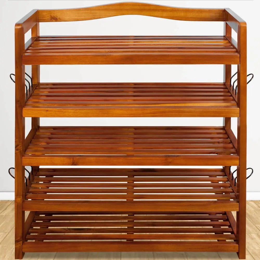 Regał na buty RUSTIC, 5 półek, 75x26x82cm, naturalna brązowa Casaria
