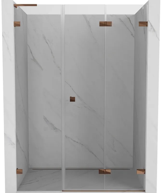 Mexen Lunar-F L drzwi prysznicowe składane prawe 125 cm, transparent, różowe złoto - 836SL-125-050-60-00-P