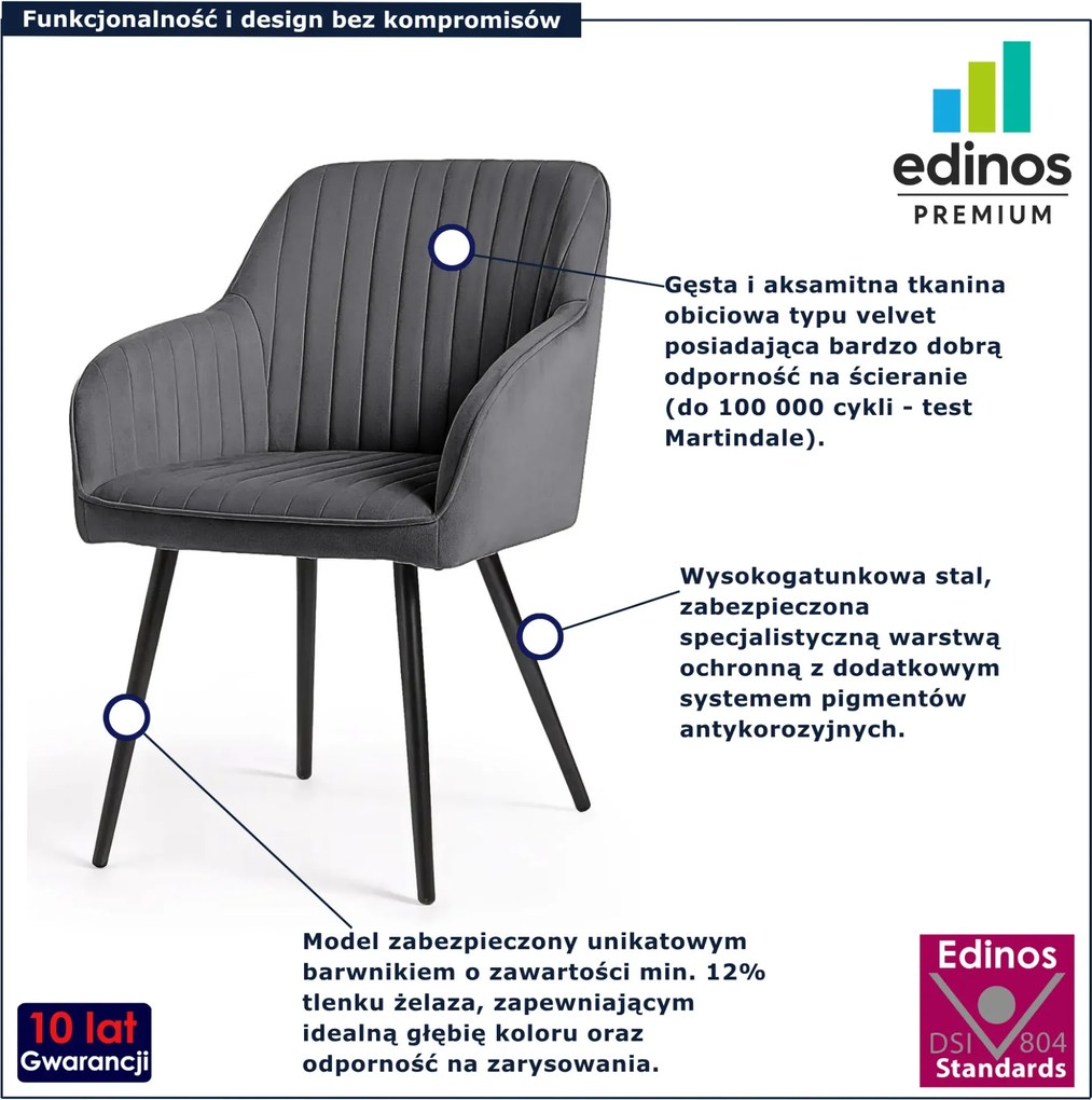 Zestaw 2 grafitowych krzeseł pikowanych C3-W67