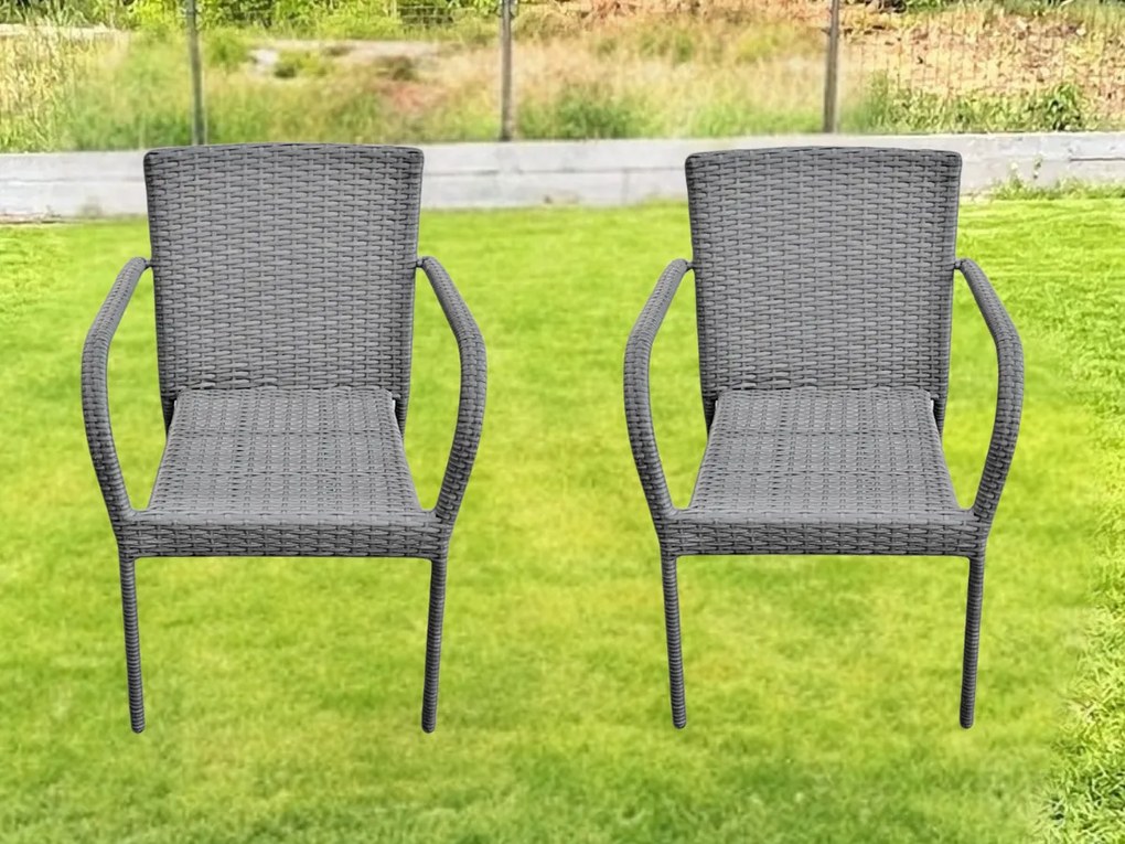 Komplet 2 krzeseł ogrodowych szary technorattan