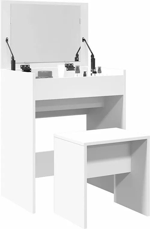 Biała Toaletka z Lustrem i Stołkiem 60x40x113,5 cm