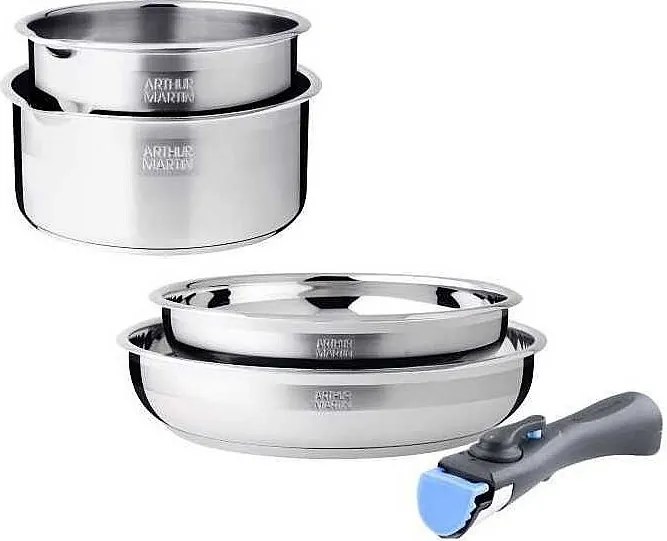 Zestaw Garnków Arthur Martin AM2189 5 szt. Stal Nierdzewna 18/10 Odłączana Rączka Indukcja