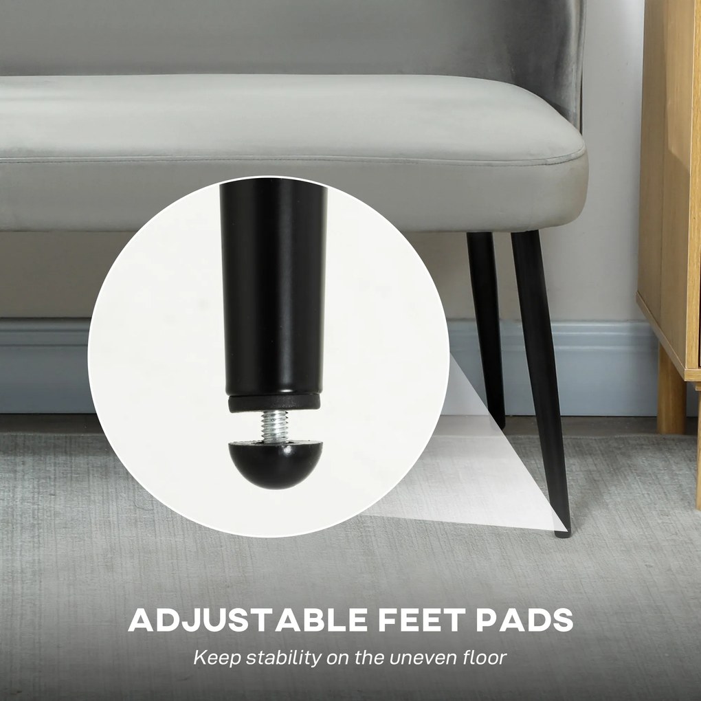 HOMCOM 2-osobowa sofa, nowoczesna tapicerowana kanapa z metalowo-drewnianą ramą, tapicerka o welurowym wyglądzie, Grau