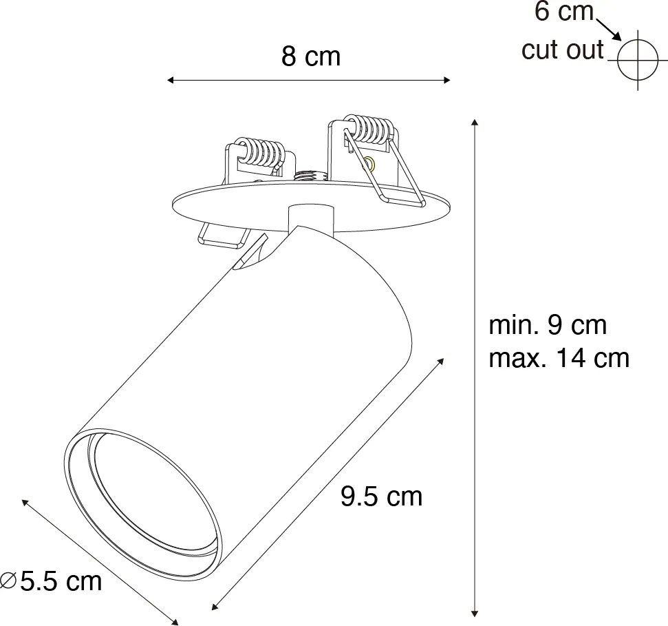 Nowoczesny wpuszczany reflektor biały GU10 50 mm - Chels