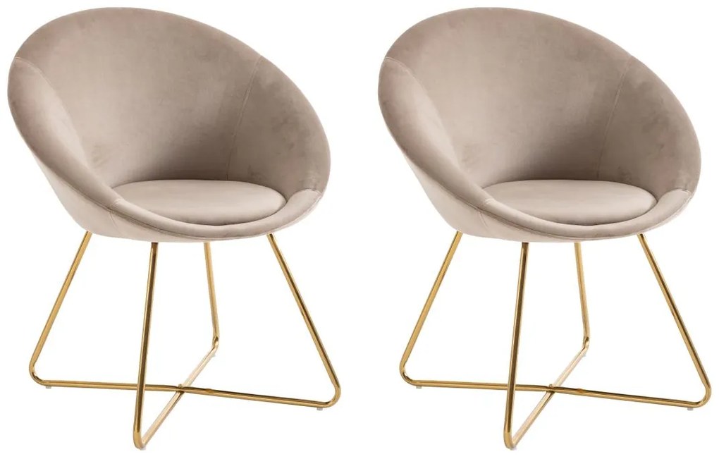 Zestaw 2 krzeseł z weluru i złotego metalu - Beżowy - BURBAN