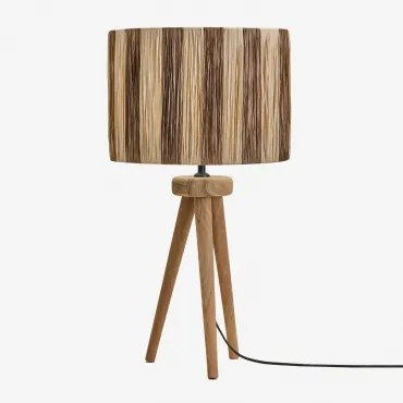 Lampa Stołowa Simona Z Drewna Mango Drewno Mango & Brown Café Marsali - Sklum