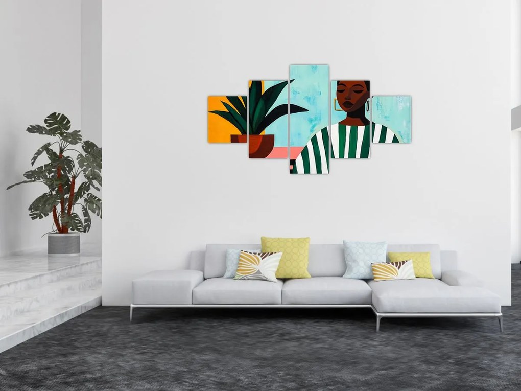 Obraz - Kobieta z kwiatem (125x70 cm)