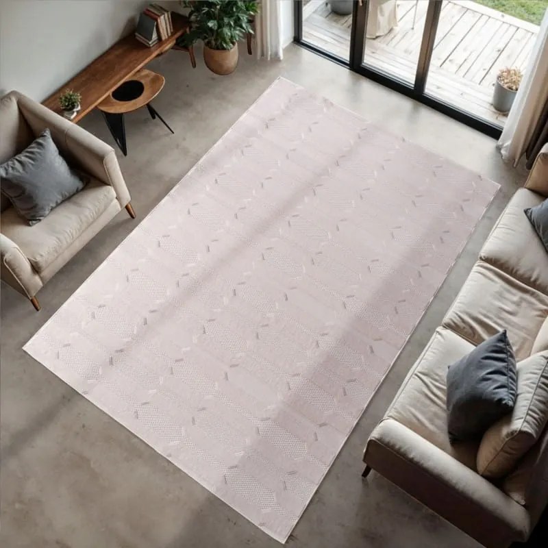 Dywan nowoczesny 3D Doha wielokąty kremowy 280 cm x 370 cm
