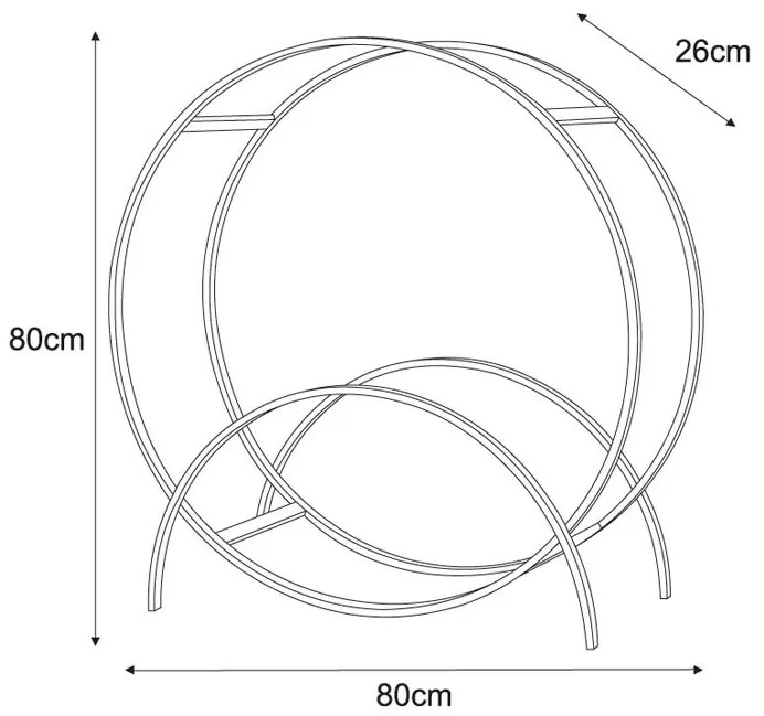 Czarny okrągły stojak na drewno kominkowe 80 cm - Arfo