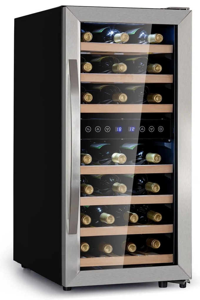 Klarstein Vinamour 40cm 33 Butelki Winiarka Dwustrefowa Srebrny