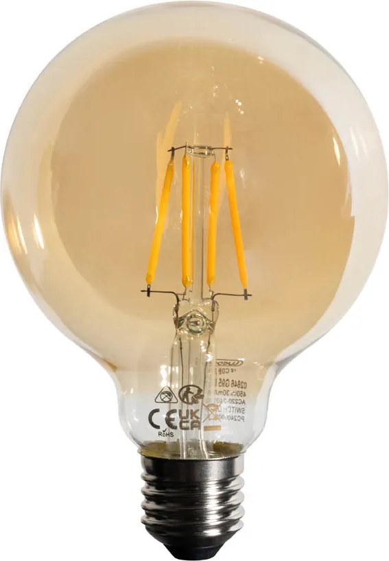 Zestaw 5 żarówek LED E27 G95 4W 450 lm 2700K, 3-stopniowo ściemnialnych, złote