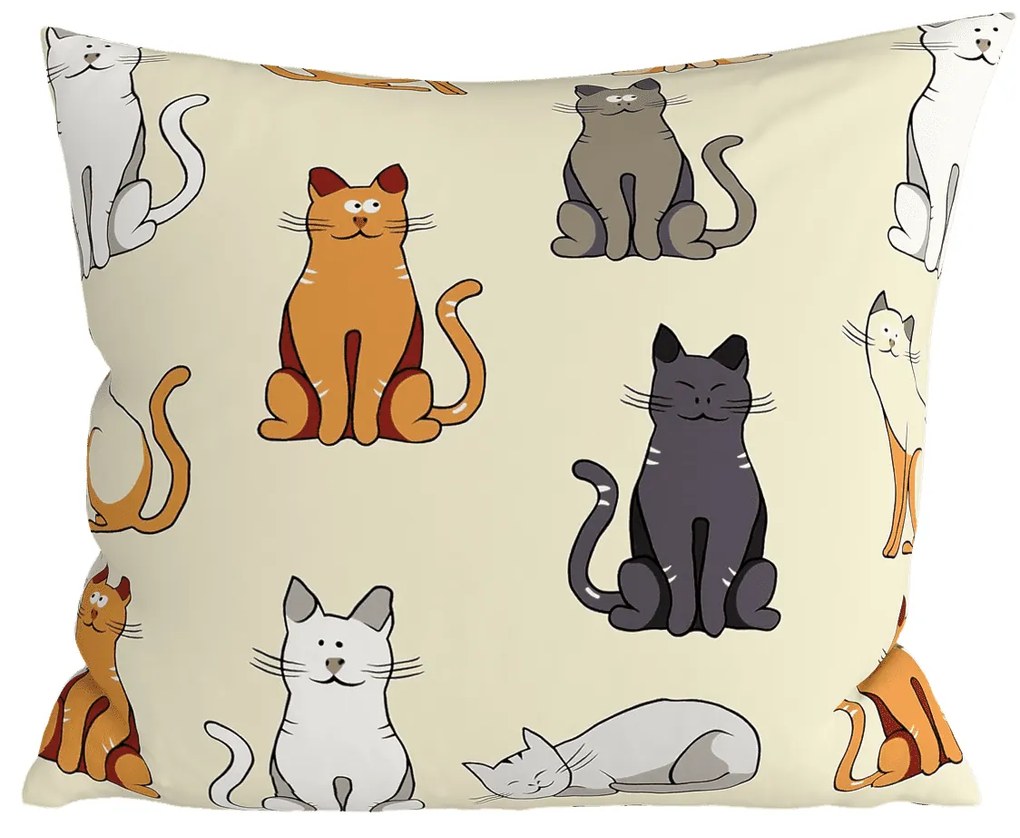 Zestaw 2 szt. dekoracyjnych poszewek na poduszkę COLORED CATS BLEND 45x45 cm, kremowa