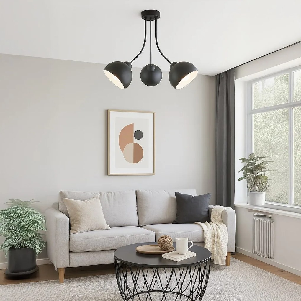 Lampa sufitowa potrójna czarna QUEEN 3xE27