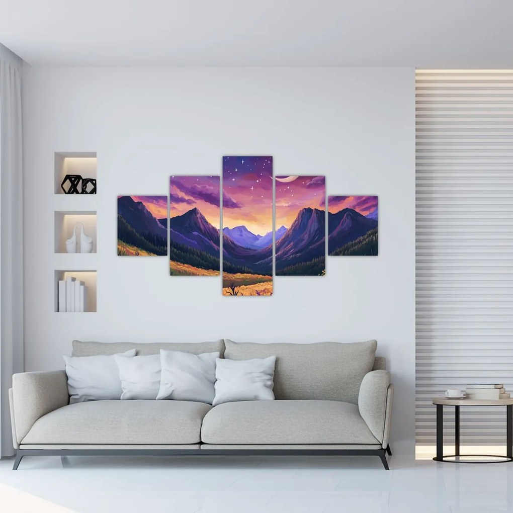 Obraz - Fioletowy krajobraz (125x70 cm)